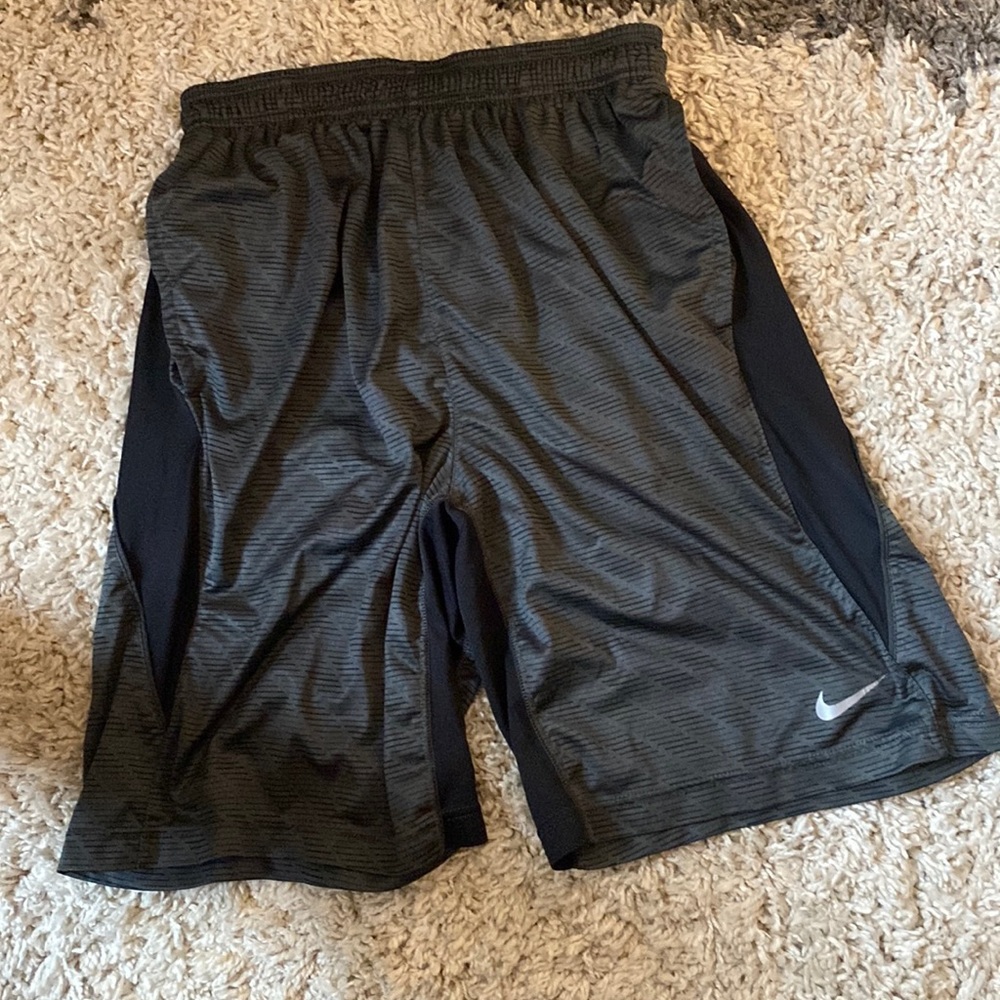 Grey and black athletic Nike dry fit shorts